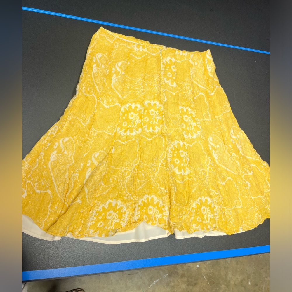 Isaac Mizrahi Silk Cotton Blend size 12 Midi Yellow Floral Skirt